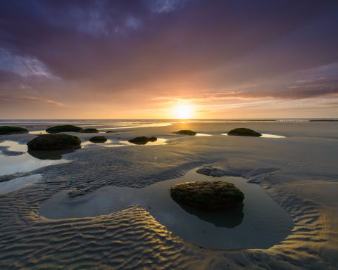 Sunset at the beach of Ambleteuse