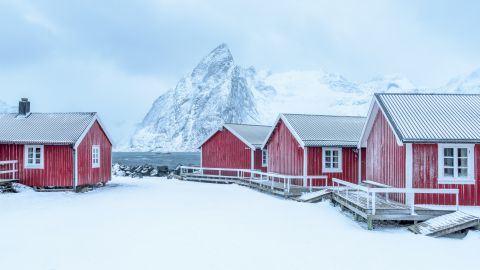 Hamnoy covered in snow