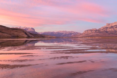 Jasper lake at sunset