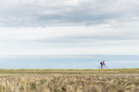 Cyclist in landscape